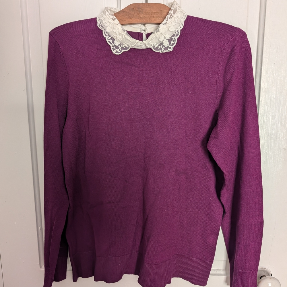 Cable & Gauge Deep Purple Knit Top